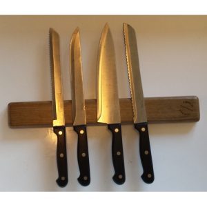 Solid oak magnetic knife rack